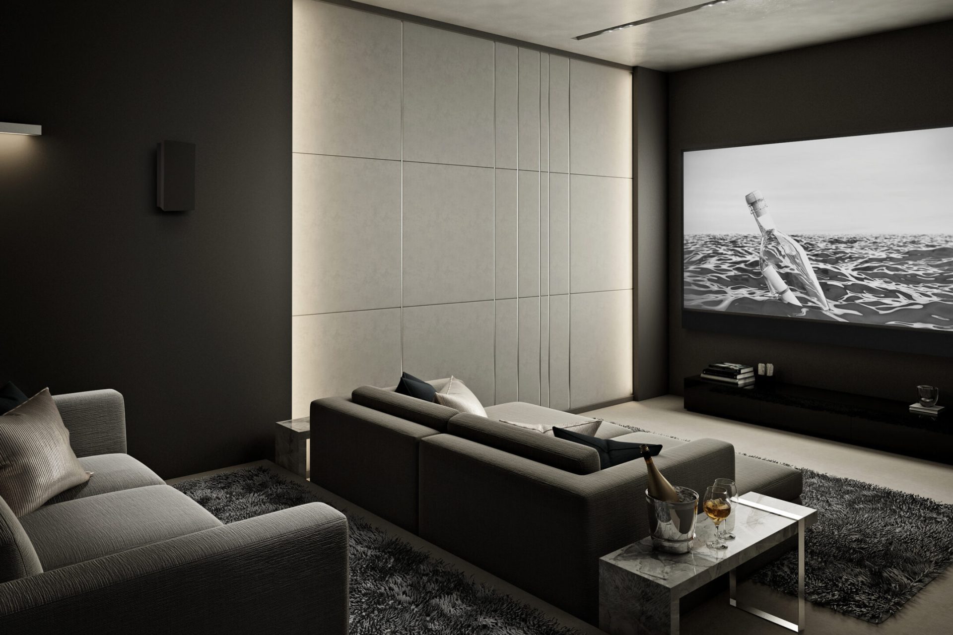 Home Theater room , Modern Luxury interior #2 , 3D render
